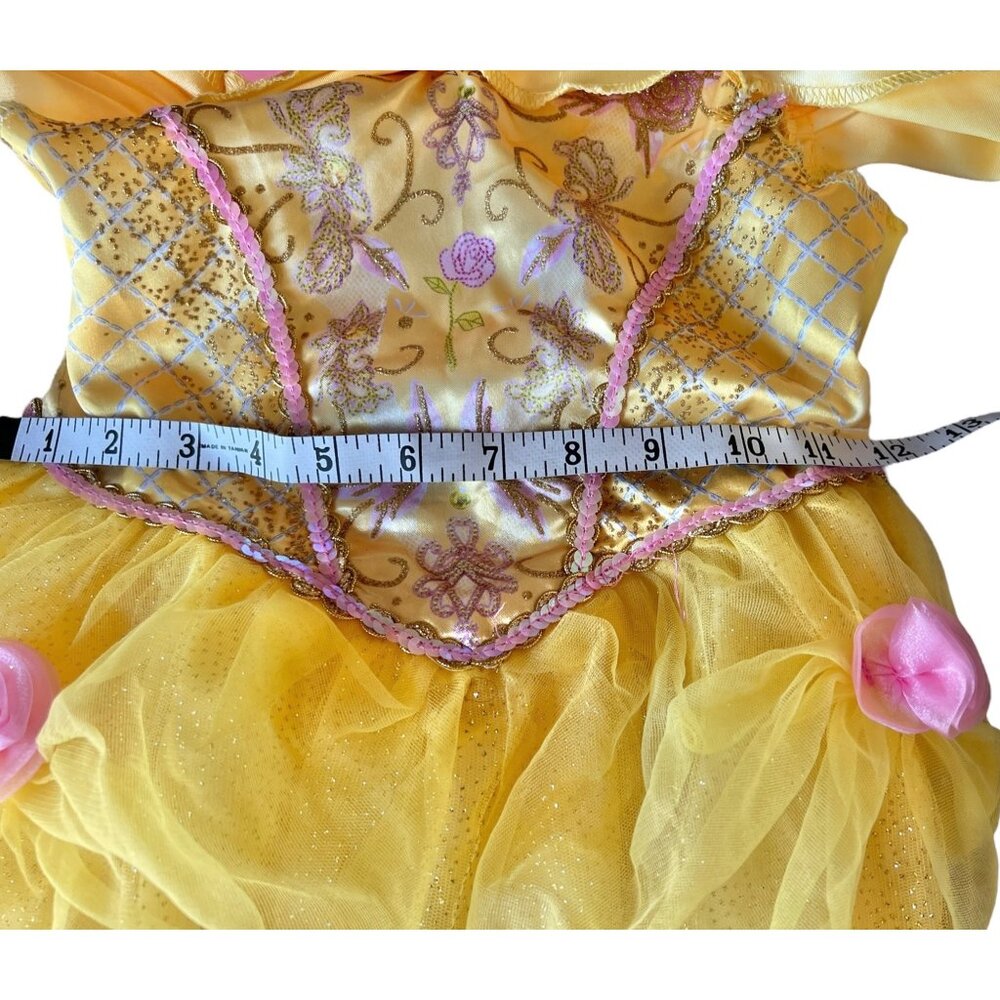 Disney Princess Belle Dress Size 7 Girls Yellow Costume Outfit Pretend Play - Picture 8 of 13